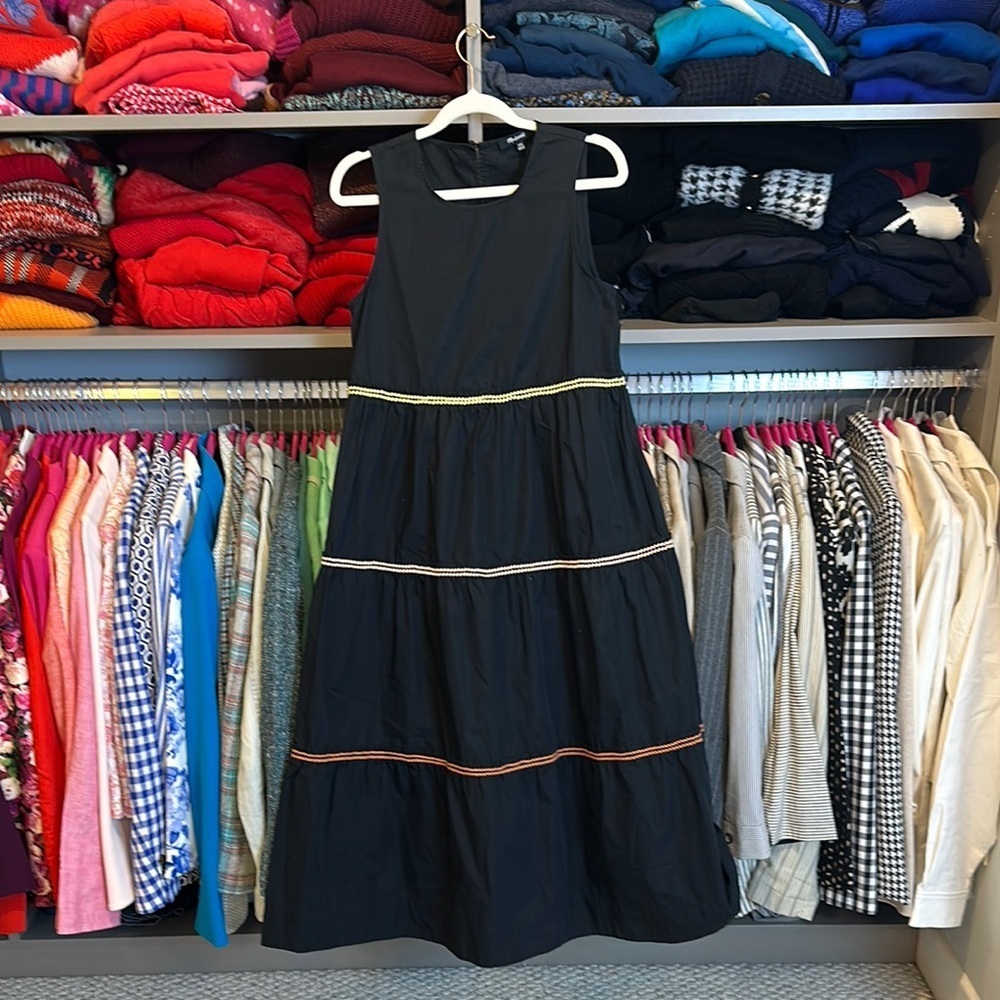 Madewell black with stripes sleeveless midi dress size XXS
